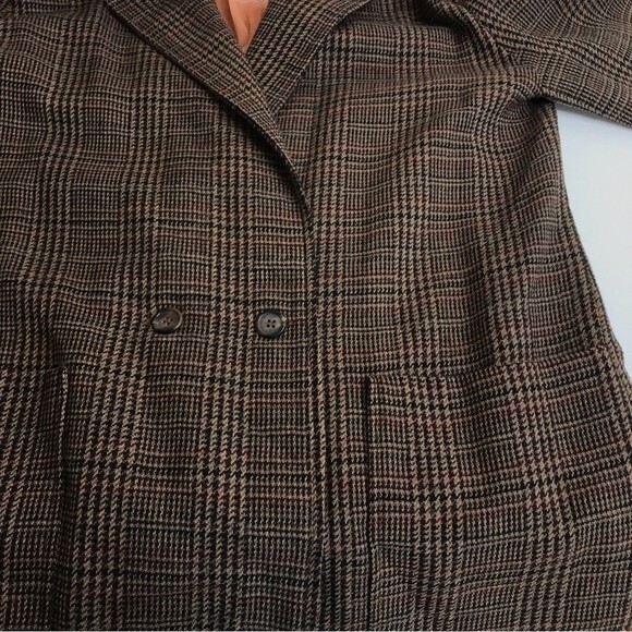 Vintage Bill Blass Wool Double Breasted Herringbone Plaid Blazer Women's 14 - Picture 4 of 11